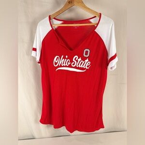 Ohio State Women's Red and White Top